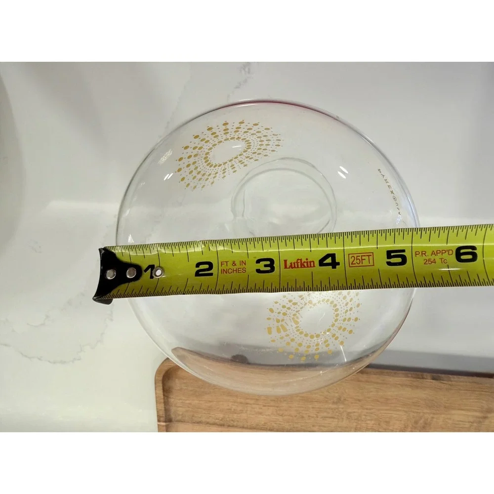 Pyrex Carafe Pitcher Vintage Yellow Sunburst Dot 7.75in Clear Glass MCM USA
